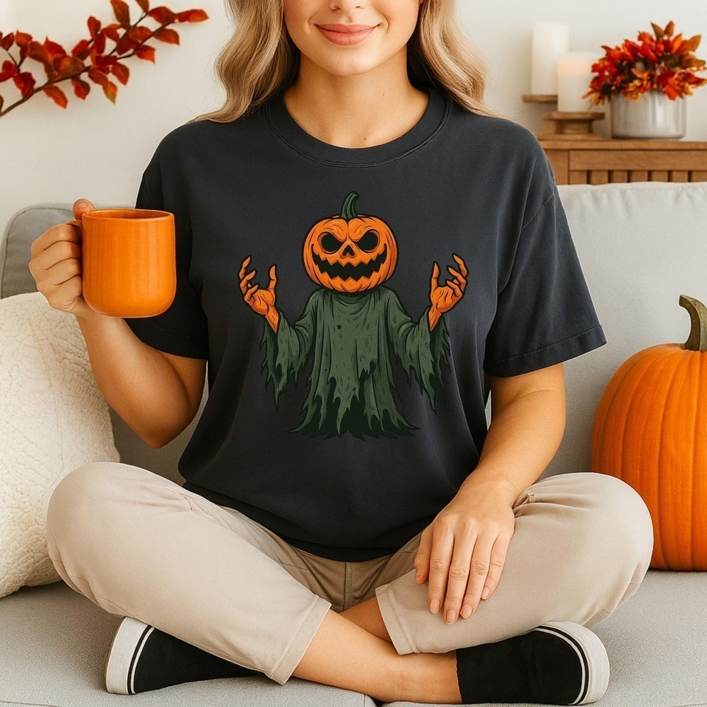 Spooky Pumpkin Head T-Shirt Halloween Graphic Tee